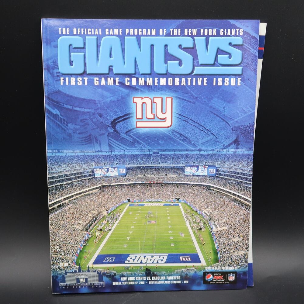 New York Giants Program Sept 2010 NFL 1st Commemorative Ed Giants vs Panthers